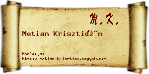 Metian Krisztián névjegykártya